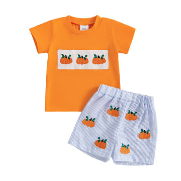 MQTIME  -  Infant Halloween Costume Ghost Printed Round Neck Long Sleeve Romper and Striped Pants 2 Pcs Set for Baby Boy